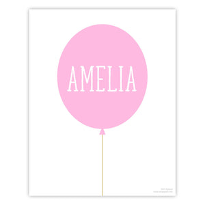 Pink Personalized Balloon Art Print