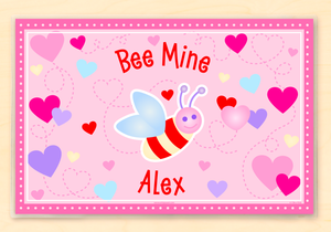 Valentine's Day Bee Mine Personalized Placemat 18" x 12" with Alphabet