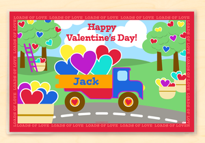 Valentine's Day Truck Personalized Placemat 18" x 12" with Alphabet