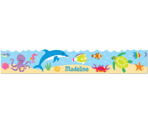 Tropical Ocean Fish & Dolphin Peel & Stick Kids Personalized Wall Border