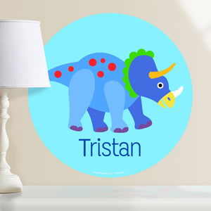 Dinosaur Triceratops Wall Decal 12" Peel & Stick Personalized Sticker