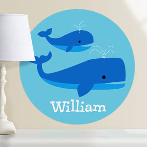Blue Whales Wall Decal 12" Peel & Stick Personalized Sticker