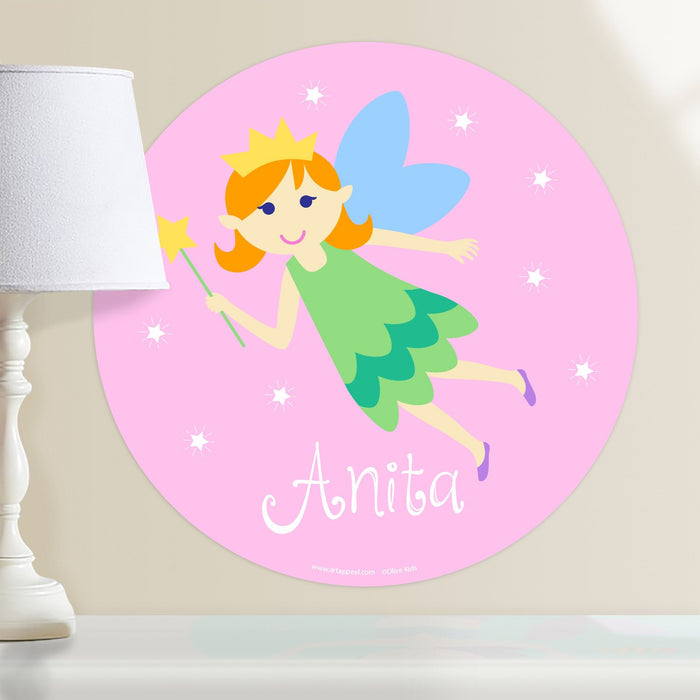 Pink Princess Fairy Wall Decal 12" Peel & Stick Personalized Sticker White or Ethnic