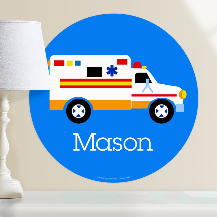 Ambulance Wall Decal 12" Peel & Stick Personalized Sticker