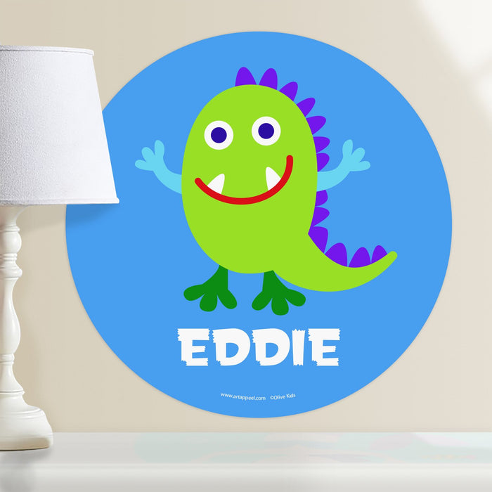 Smiling Green Monster Wall Decal 12" Peel & Stick Personalized Sticker