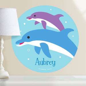Dolphins Wall Decal 12" Peel & Stick Personalized Sticker
