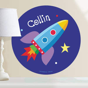 Space Rocket Wall Decal 12" Peel & Stick Personalized Sticker