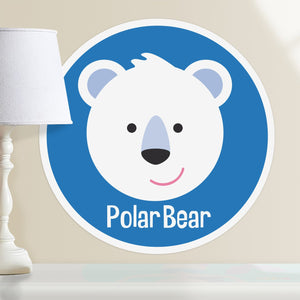 Baby Animal Polar Bear Wall Decal 12" Peel & Stick Personalized Sticker
