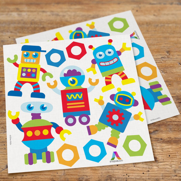 Friendly Robots Kids Wall Decals Peel & Stick Stickers