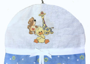 NEW Vintage Little Suzy's Zoo Witzy's Lullaby 8 PC Blue Infant Crib Bedding Set Nursery Collection Baby Blanket Comforter Diaper Stacker Valances - Duck Bear Giraffe Bunny Animals 1999