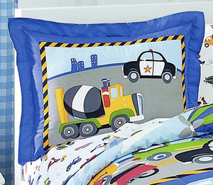 Cars, Trucks, Airplane, Police Car Bedding for Boys 5pc Twin Comforter Set Bed in a Bag Ensemble