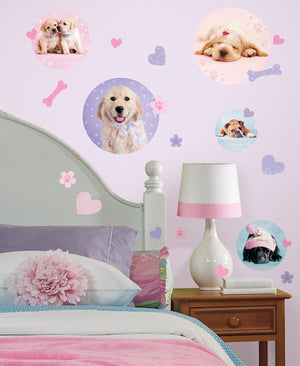 Puppy Dogs Wall Decals Stickers Pink Purple for Girls