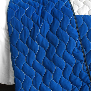 Checkered Blue White Navy Bedding Full/Queen Quilt Set - Back