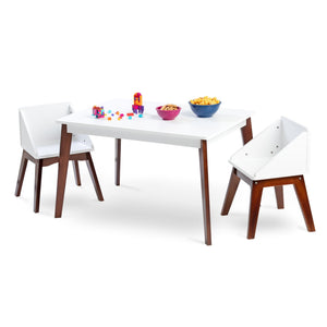Modern Kids Table & Chairs 3pc Set Modern Play Furniture White or Espresso 31" x 19" x 19"