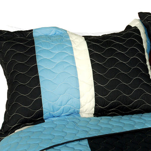 Blue Knight Modern Teen Boy Bedding Full/Queen Quilt Set - Pillow sham