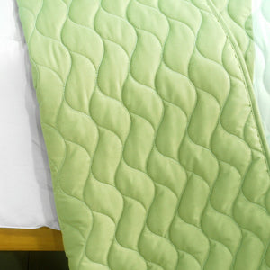Striped Green Soccer Bedding Full/Queen Quilt Set Oversized Bedspread