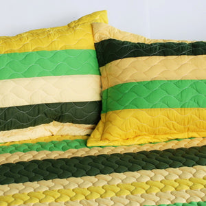 Minecraft Stripe Green Yellow Teen Boy Bedding Full/Queen Quilt Set Oversized Bedspread