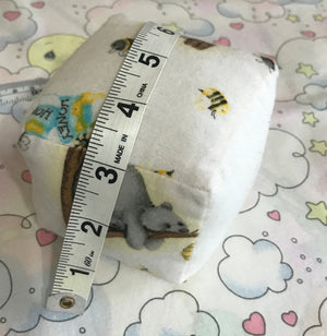 Honey Bear & Bee Plush Baby Block Toy 3" Soft Fleece Fabric Cube Hand-Made