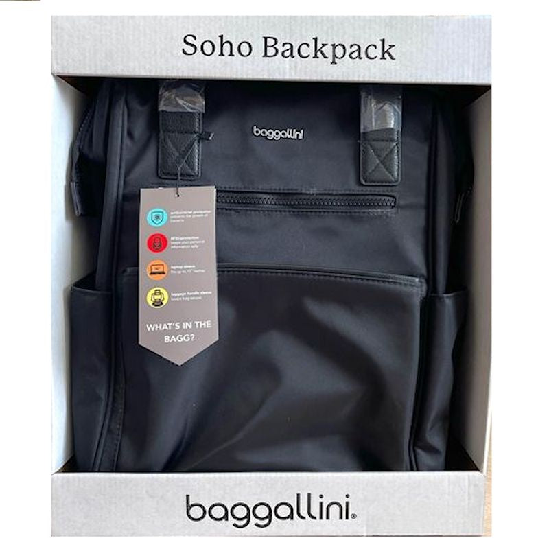 baggallini leather backpack purse Baggallini Black Backpack Bag Soho Laptop Travel Office School Handbag Black New Bagg