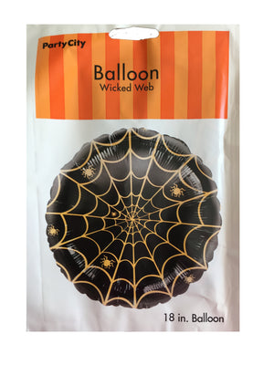 Wicked Web Spiderweb Black Halloween 18" Party Balloon