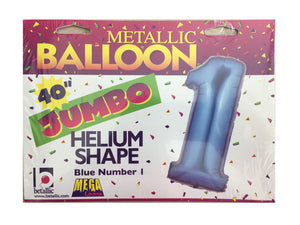 Blue Number One 40" Jumbo Super-Shape Helium Party Balloon