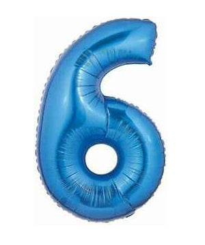 Blue Number Six 40" Jumbo Super-Shape Helium Party Balloon
