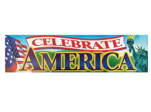 Celebrate America School Classroom or Wall Vertical Banner 4 ft 12" x 45" USA Flag Statue of Liberty Bulletin Board