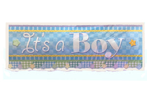 It's A Boy Blue Giant Plastic Party Banner 60" x 20" Baby Shower New Baby
