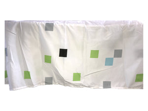 Pixel Print Bed Skirt Twin Full Queen, White with Green Grey Blue Black Pixels