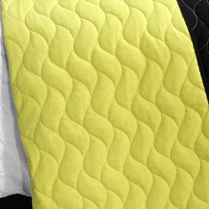 Yellow Black White & Blue Checkered Teen Boy Bedding Full/Queen Quilt Set Modern Oversized Bedspread