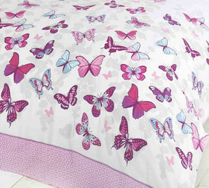 Pink Fluttering Butterfly Girl Bedding Duvet Comforter Cover Set Twin Full or Queen Size