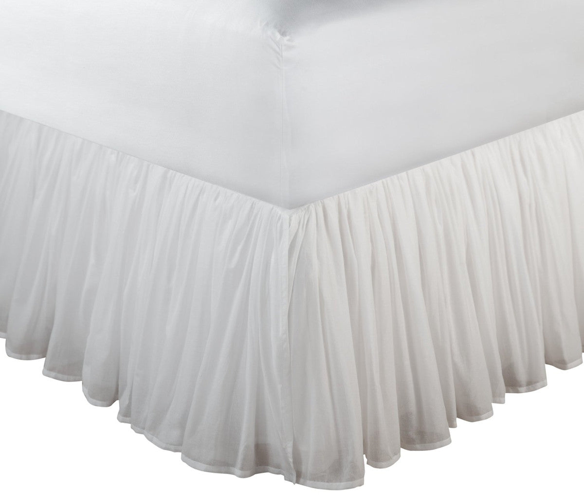 White Sheer Cotton Voile Ruffled Bed Skirt Dust Ruffle 15