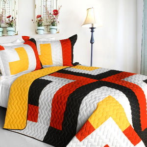 Red Black Yellow & White Teen Bedding Full/Queen Quilt Set Geometric Modern Bedspread