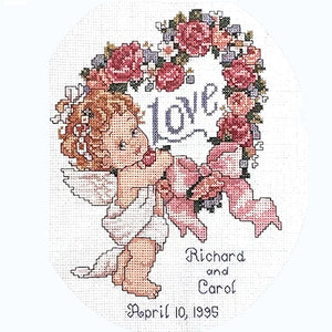 Wedding / Engagement Angel Cupid Love Counted Cross Stitch Kit 12” x 14" Simplicity JCA by Ruth Morehead