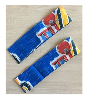 Construction Trucks Equipment Blue Kids Window Curtains - Set of 2 Panels with Ties