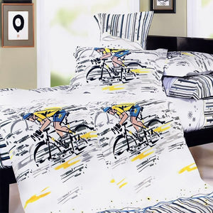 Bike / Bicycling Bedding Duvet Cover Set King Size - Biker on a Bicycle