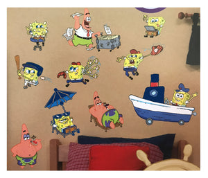 Calcomanías de pared metálicas vintage nuevas de Bob Esponja y Patricio, calcomanías gigantes para despegar y pegar: calcomanías para oficina, playa y béisbol