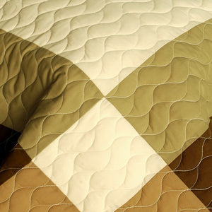 Brown & Tan Geometric Teen Bedding Full/Queen Quilt Set Patchwork Bedspread