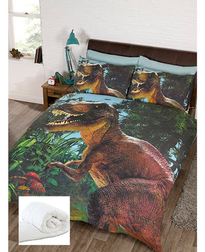 Jurassic Photo Real 3D T-Rex Dinosaur Bedding Twin or Full Duvet / Comforter Cover Set