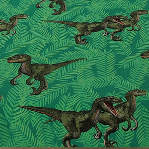 Jurassic Predators Velociraptor Dinosaur Twin Fitted Green Bed Sheet
