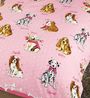 Glamorous Puppy Dogs Pink Toddler Bedding Duvet / Comforter Cover Set