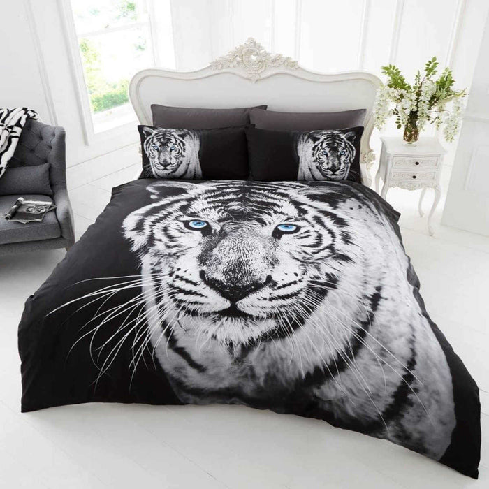 Black White Tiger Bedding Queen Duvet / Comforter Cover Bed Set 3D Photo Real