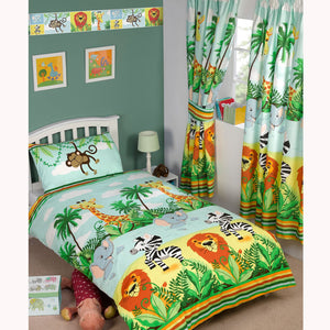 Jungle Wild Animals Kids Child Bedding Toddler Twin Full Duvet / Comforter Cover Bed Set Lion Zebra Elephant