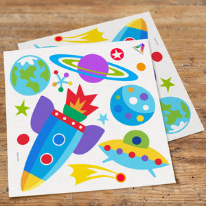 Space Rockets & Planets Wall Decals Peel & Stick Stickers