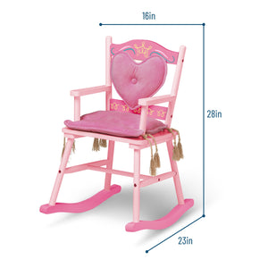 Pink Royal Princess Wooden Rocking Chair Kids Play Furniture 28" x 16" x 23"