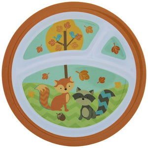 Forest Woodland Animals Kids Child Plastic Placemat & Feeding Plate Fall Harvest Thanksgiving - Fox Squirrel Raccoon Hedgehog - Discounted / Factory Flaw