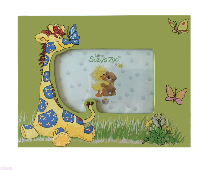 Little Suzy's Zoo Patches Giraffe & Butterflies Green Keepsake Baby Photo Frame for 4" x 6" Photo