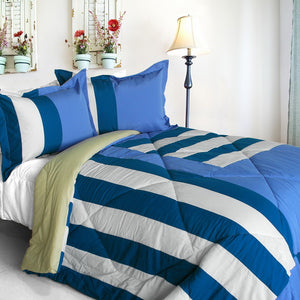 Blue White Striped Teen Boy Bedding Twin Full/Queen Modern Comforter Set