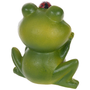Smiling Happy Green Frog 4" Figurine Resin Statue Spring / Summer Decoration for Tier Tray Home or Garden Decor