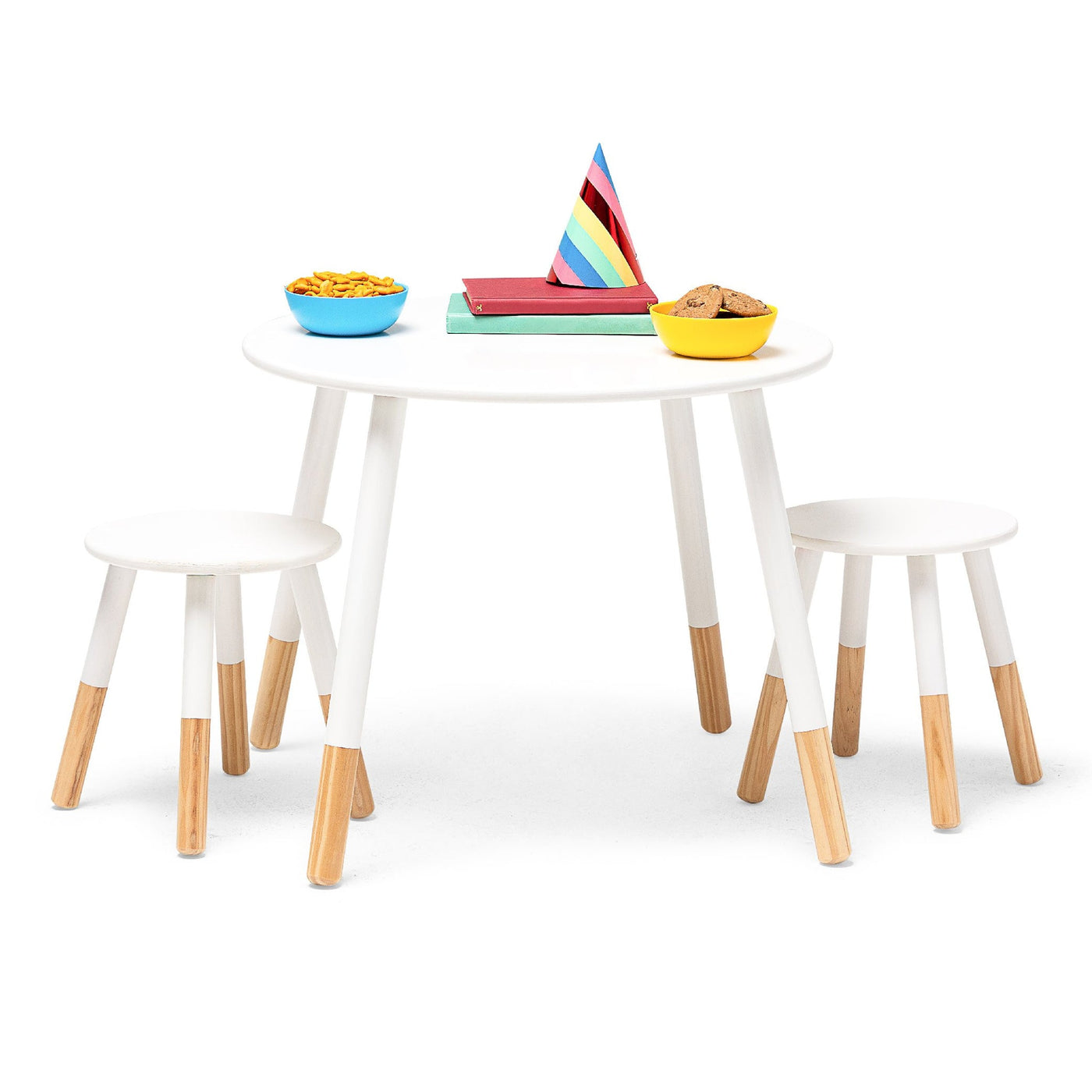3pc Modern Kids' Round Table and Chair Set White - Gift Mark